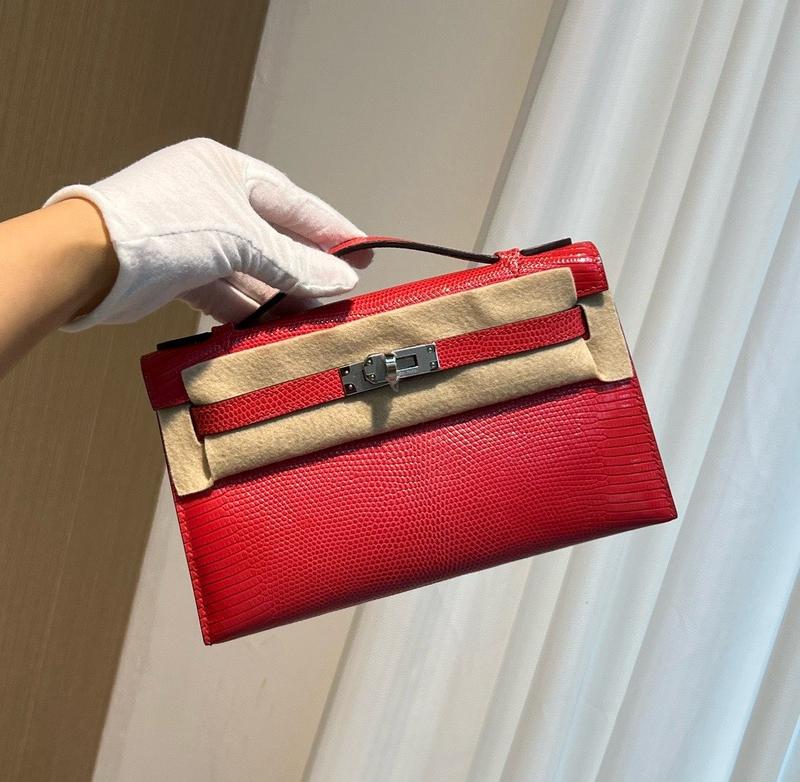 Kelly Pochette Lizard Rouge Casaque PHW